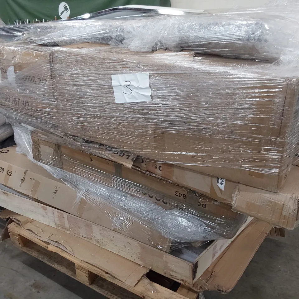 PALLET OF ASSORTED BOXED DINING TABLE PARTS 