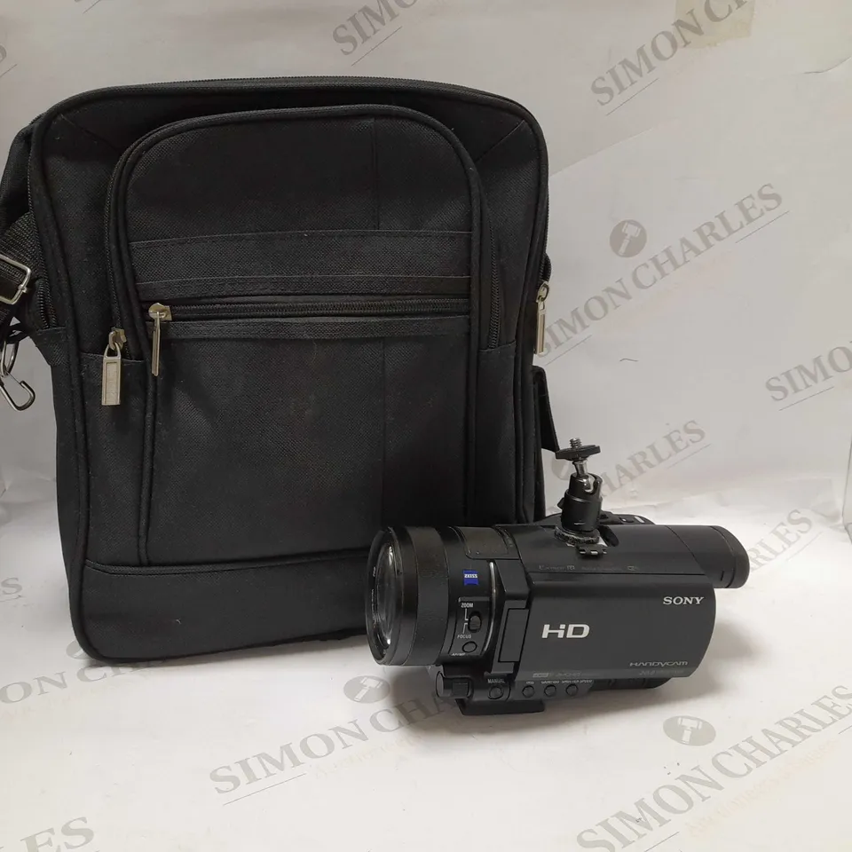 SONY HDR-CX900E CAMCORDER WITH BAG AND ASSORTED ACCESSORIES