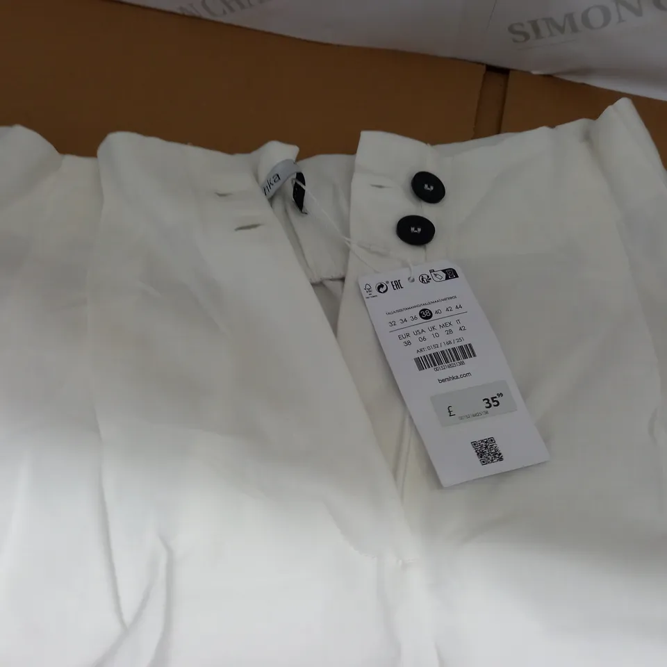 BERSHKA WHITE TROUSERS - UK 10