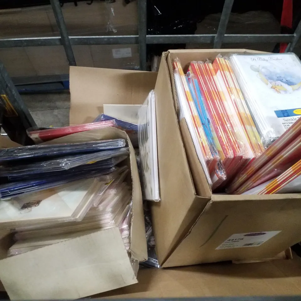 CAGE CONTAINING LARGE QUANTITY OF ASSORTED GREETINGS CARDS