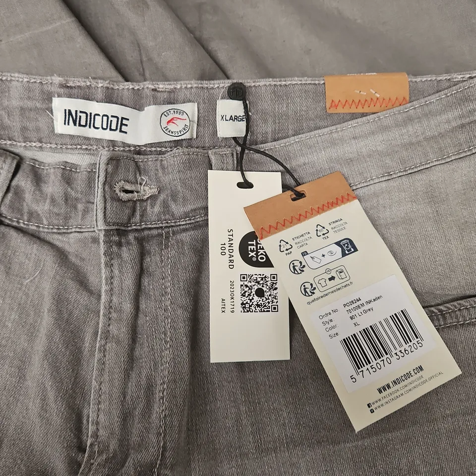 INDICODE JEAN SHORTS – GREY DENIM, MEN’S, SIZE XL