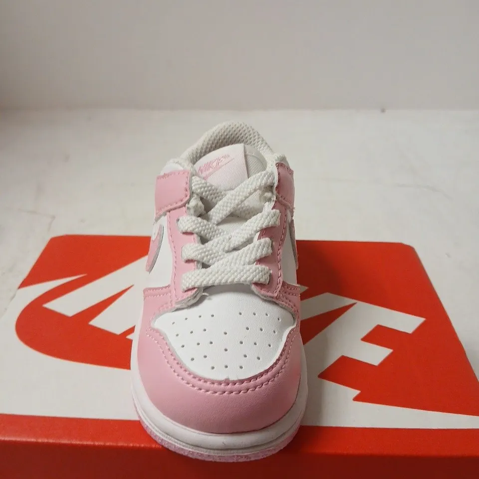 NIKE DUNK LOW TD BABY SNEAKERS – WHITE/PINK RISE, UK 4.5