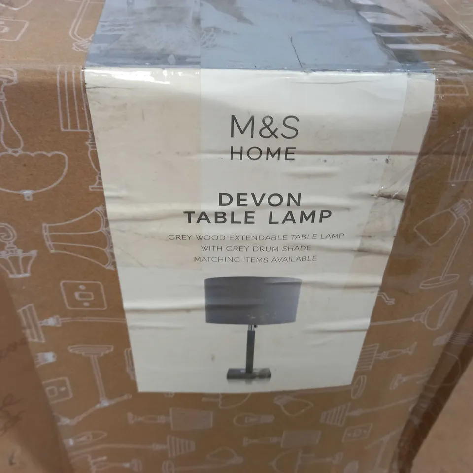 M&S HOME DEVON TABLE LAMP - GREY WOOD 