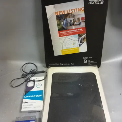 APPROXIMATELY 10 ASSORTED HOUSEHOLD & ELECTRICAL PRODUCTS TO INCLUDE PROFESSIONAL PRINTING PAPER, SAMSUNG SLIM POUCH, WIRELESS EARPHONES ETC