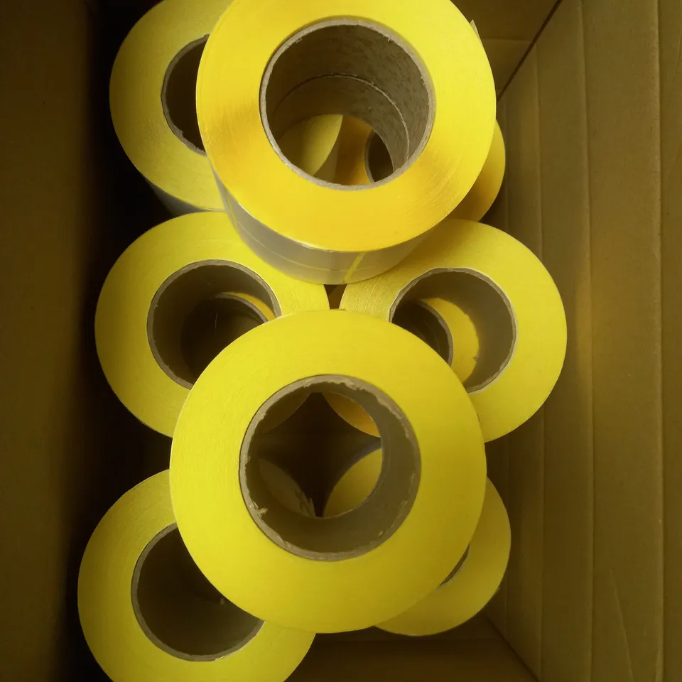 BOX OF APPROXIMATELY 12 3" CORE LABEL ROLLS - 50X70MM