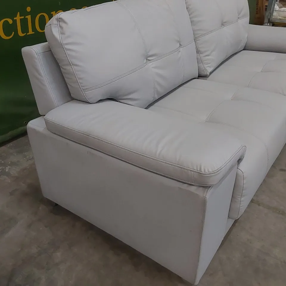 KANSAS 3 SEATER FAUX PU LEATHER SOFA - LIGHT GREY