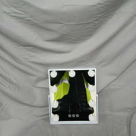 LED VANITY MIRROR WITH SURROUND BULBS – WHITE FRAME,