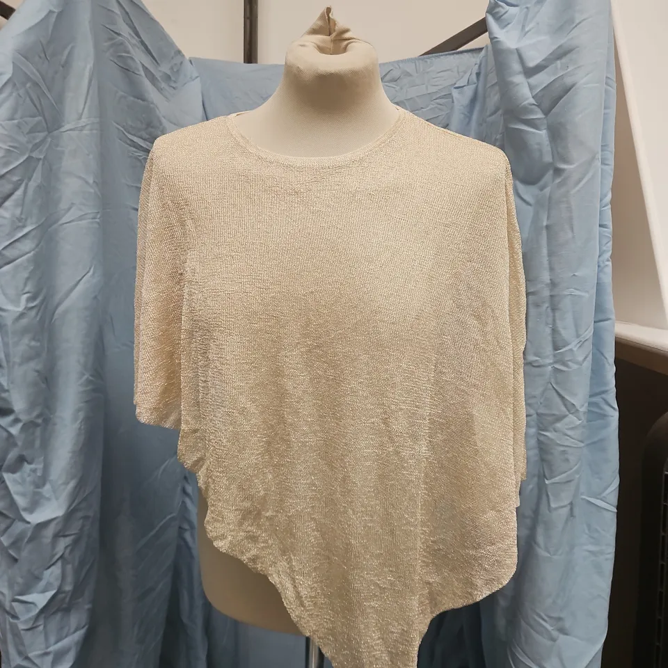 WHITE FOX SHE'S THRIVING PONCHO TOP – CHAMPAGNE, SIZE S/M