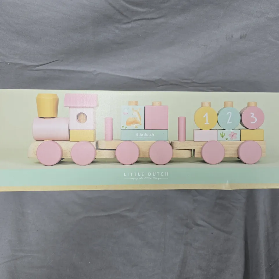 LITTLE DUTCH WOODEN TRAIN SET – PASTEL COLOURS, BOXED