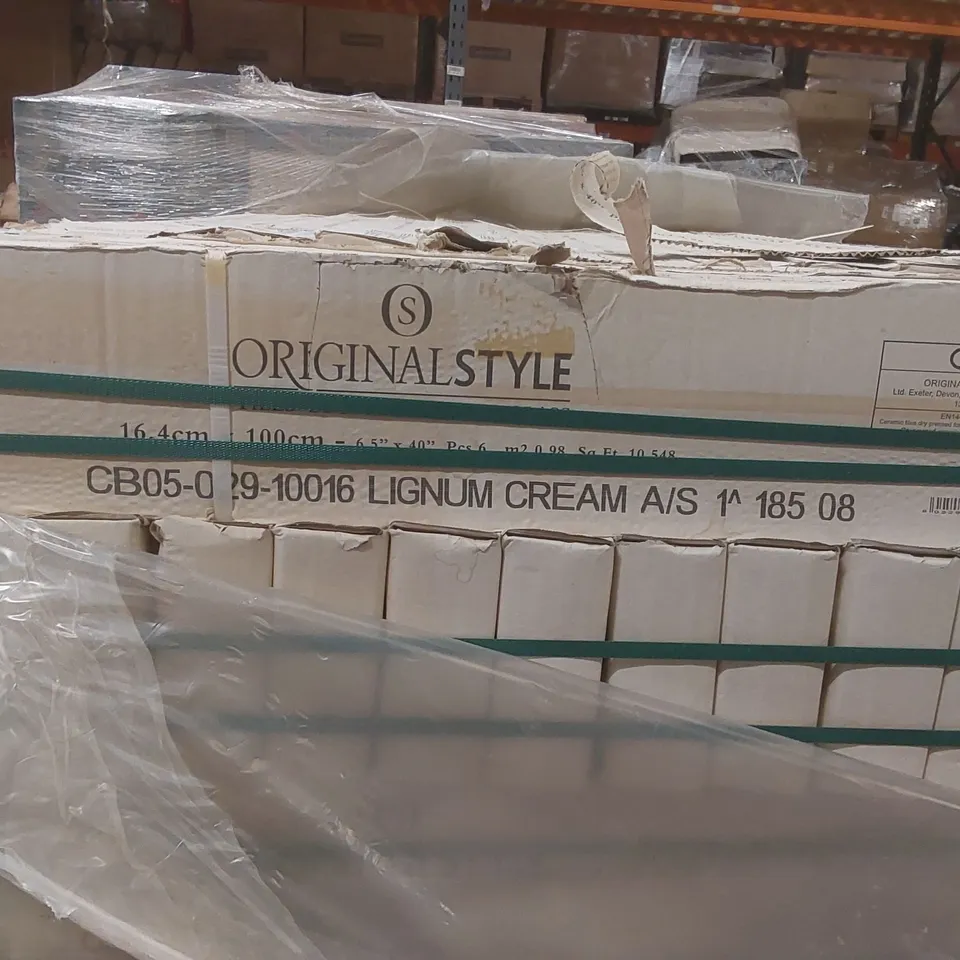 PALLET CONTAINING APPROXIMATELY 88x BOXES OF 6pcs LIGNUM CREAM SLIP RESISTANT 16.4 x 100cm TILES