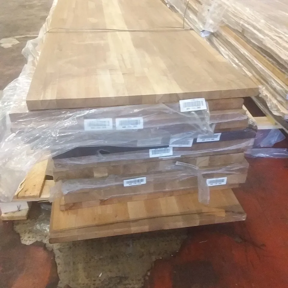 PALLET OF ASSORTED SOLID WOOD 3M WORKTOPS X13