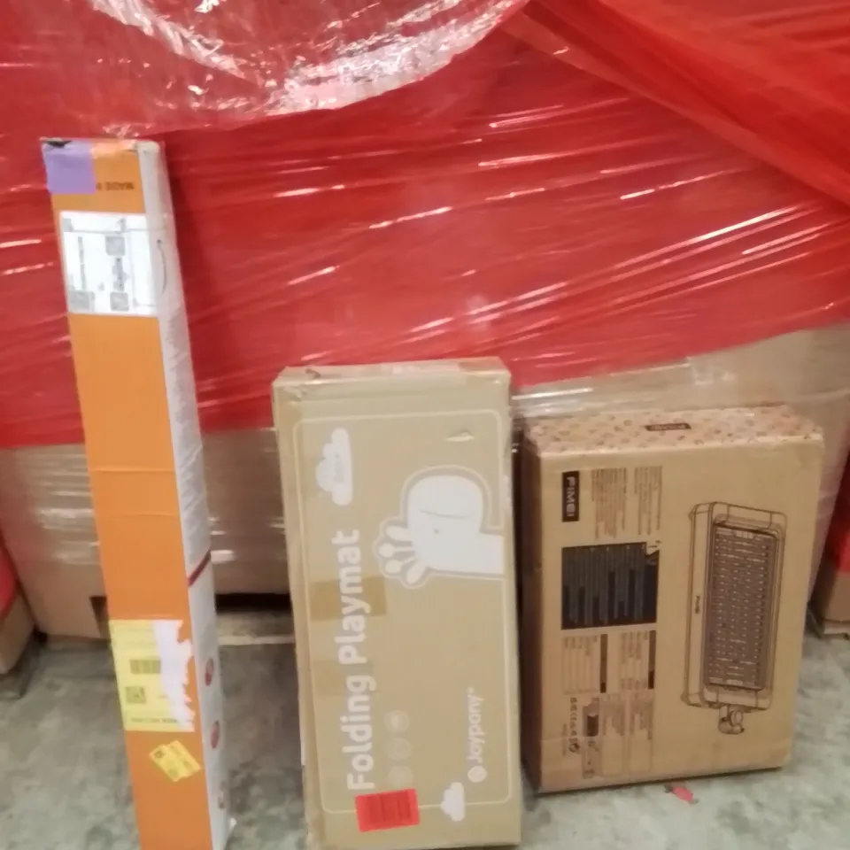 PALLET OF ASSORTED HOUSEHOLD GOODS AND PRODUCTS TO INCLUDE;RETRACTABLE SAFETY GATE,PLAYMAT,INSECT KILLER MACHINE 