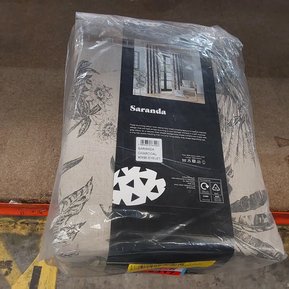 BAGGED EYELET ROOM DARKENING CURTAINS - SARANDA CHARCOAL // 90" X 90" (1 ITEM)