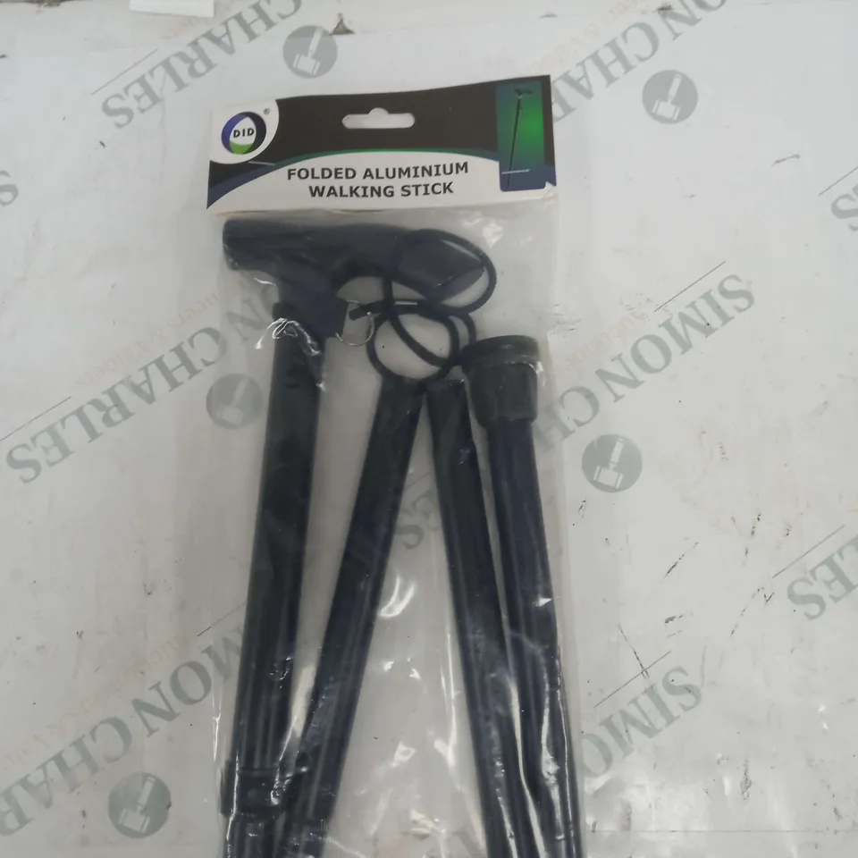 DID FOLDED ALUMINUM WALKING STICK IN BLACK ADJUSTABLE 32-36"