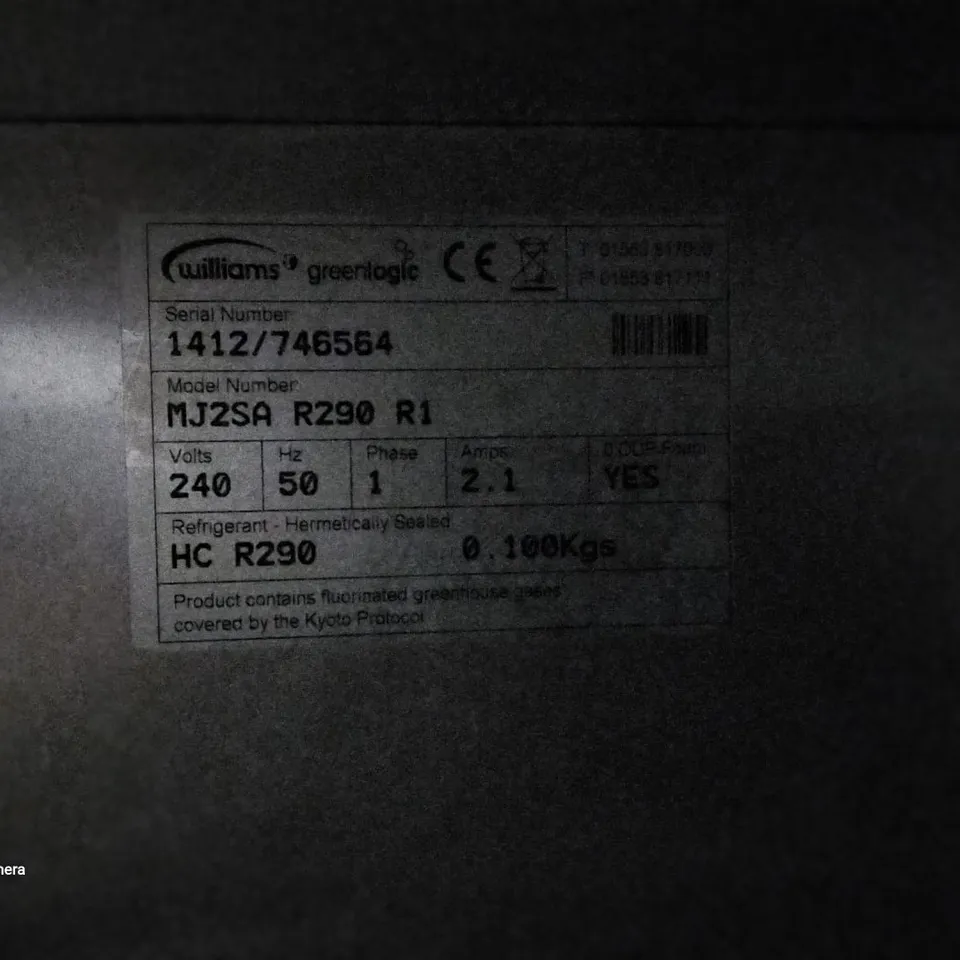 WILLIAMS MJ2SA R290 R1 DOUBLE DOOR UPRIGHT COMMERCIAL FRIDGE