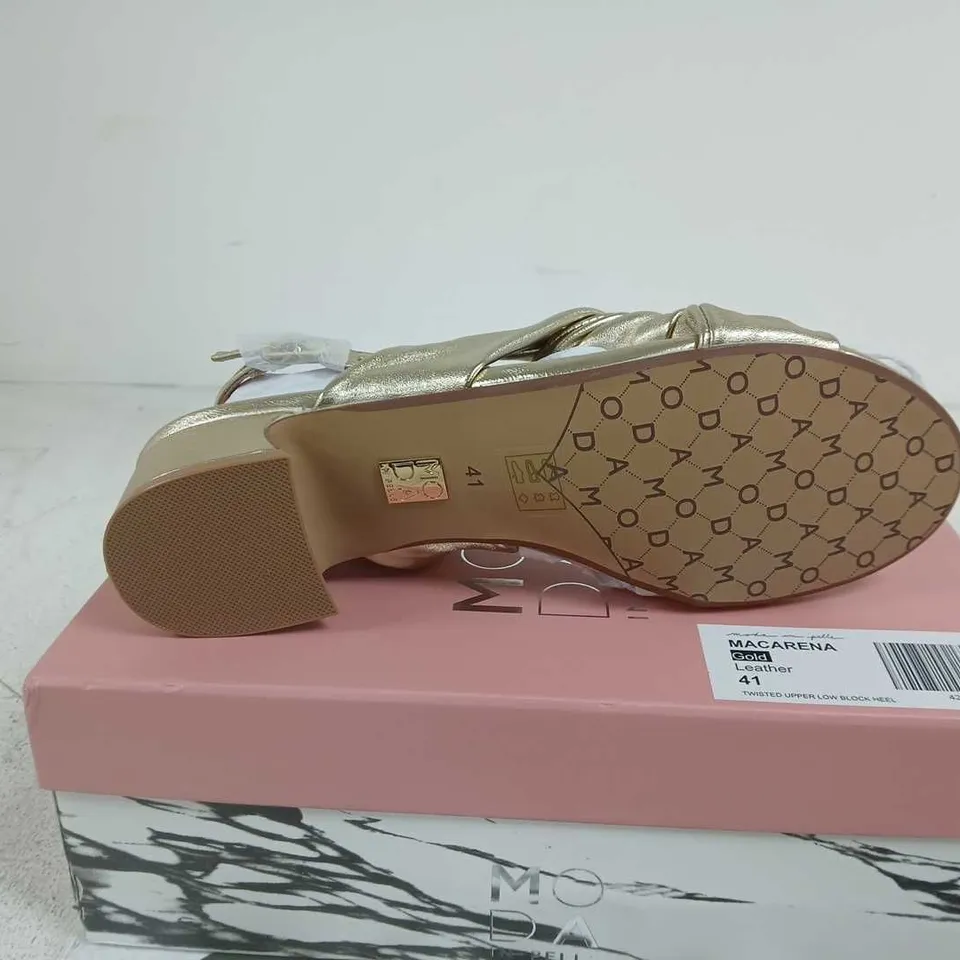 MODA IN PELLE MACARENA GOLD SANDALS SIZE 41 BOXED
