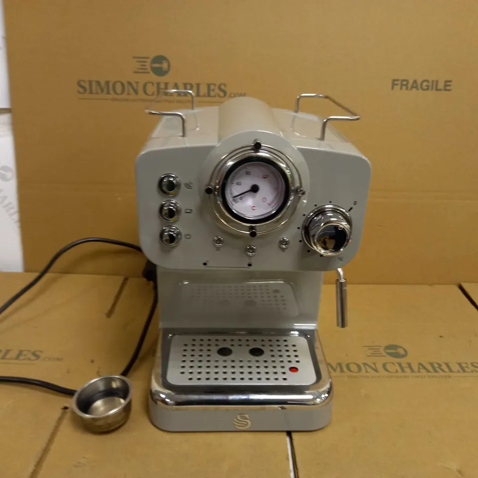 SWAN RETRO PUMP ESPRESSO COFFEE MACHINE - GREY