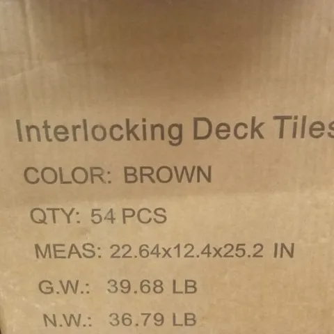 BOXED SET OF 54 INTERLOCKING DECK TILES - BROWN (1 BOX)