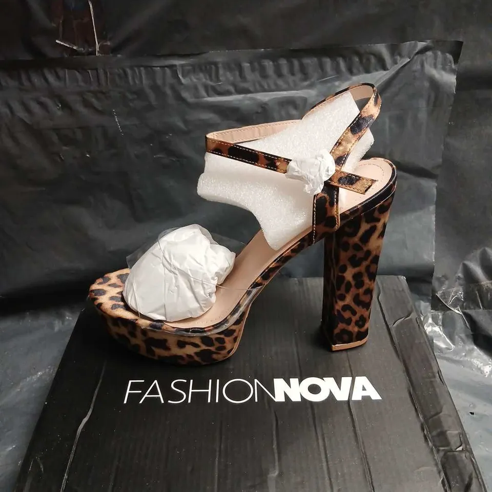 FASHION NOVA LEOPARD PRINT PLATFORM SANDALS – UK 8 (SKYLINE02)