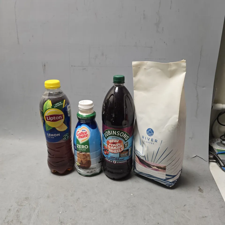APPROXIMATELY 5 ASSORTED DRINKS ITEMS TO INCLUDE - LIPTON LEMON TEA , COFFEE MATE ZERO SUGAR ETC