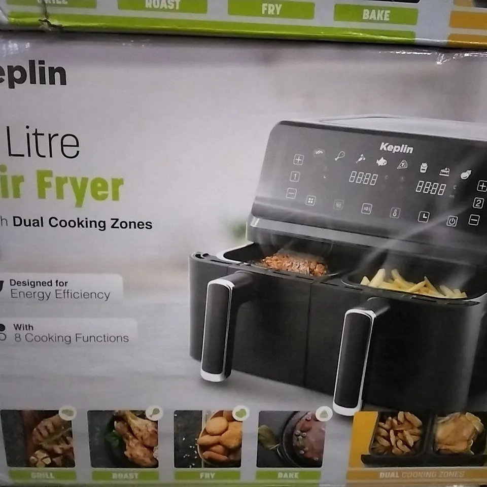 BOXED KEPLIN 9 LITRE AIR FRYER WITH DUAL COOKING ZONES