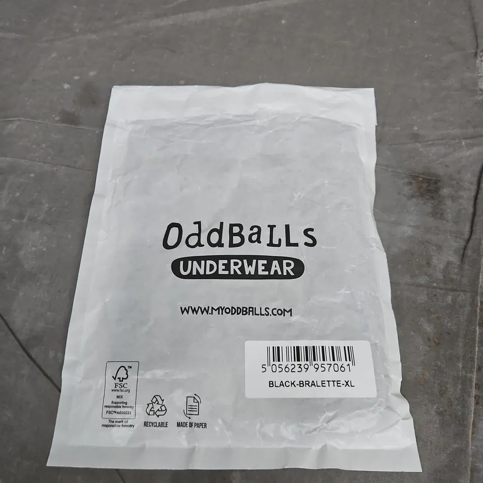 ODDBALLS UNDERWEAR BLACK BRALETTE – XL