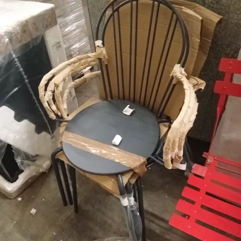 SET OF 4 BLACK METAL BISTRO CHAIRS