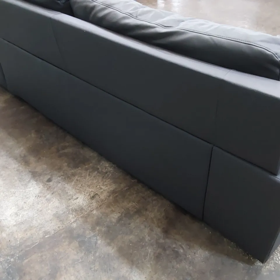 DESIGNER THREE SEATER SOFA GREY LEATHER 