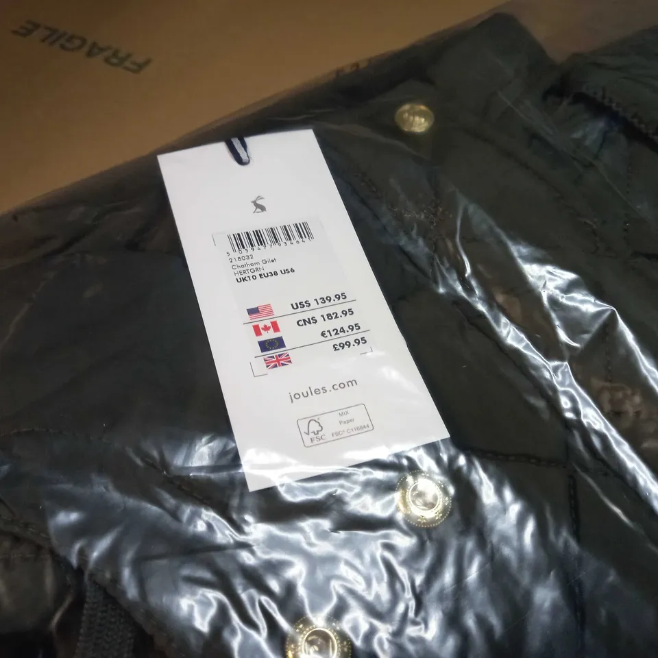 JOULES KHAKI CHATHAM GILET - SIZE 10