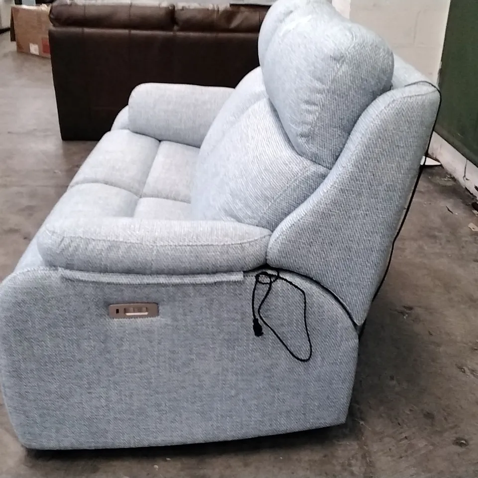 QUALITY BRITISH DESIGNER G PLAN MANUFACTURED KINGSBURY 2 SEATER ELECTRIC RECLINER DBL SOFA - DOMASO SKY