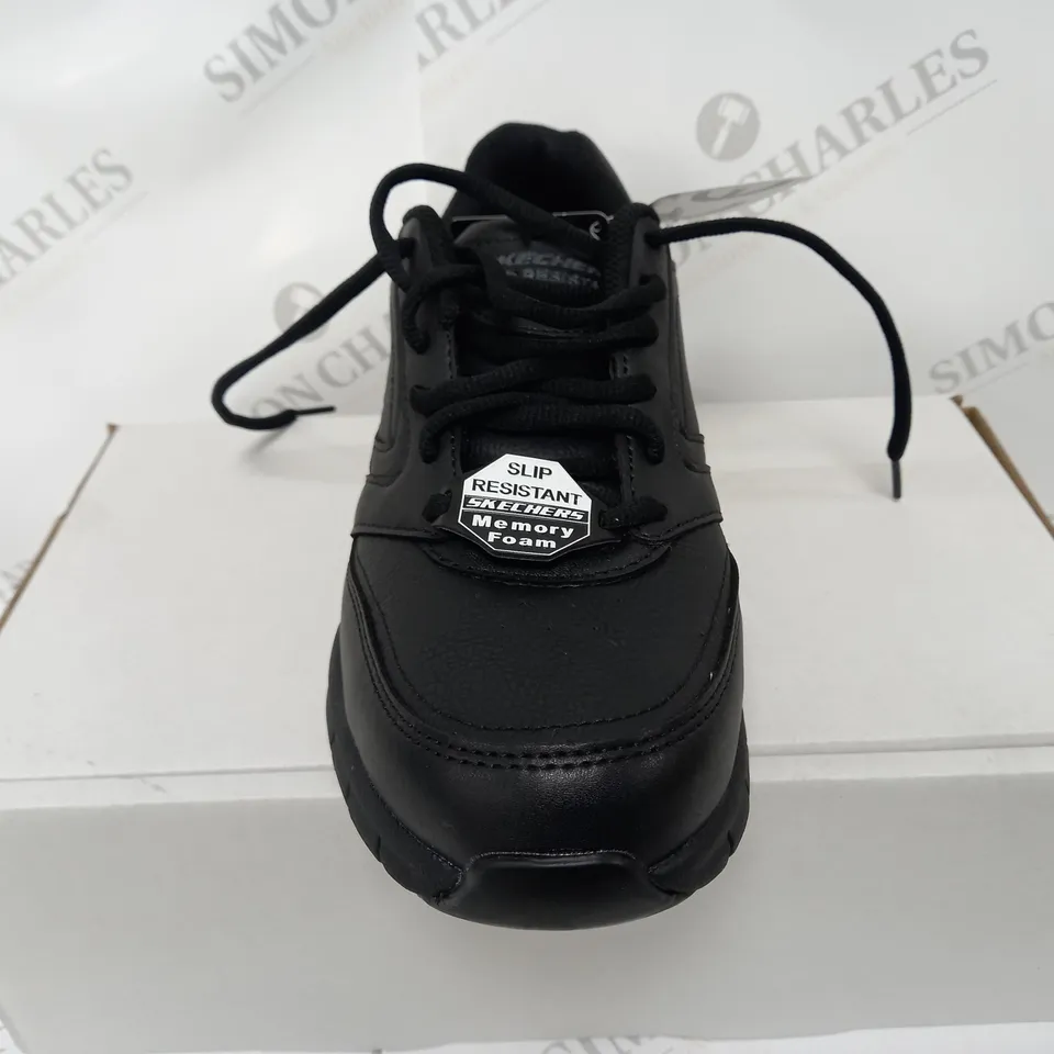 PAIR OF SKECHERS NAMPA SLIP RESISTANT BLACK WORK TRAINERS SIZE 8