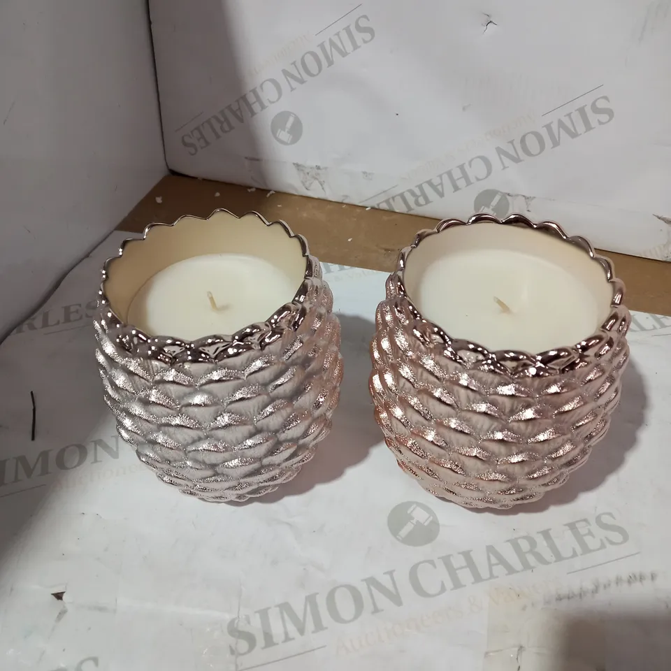 ROSE GOLD PINECONE CANDLES 2PC
