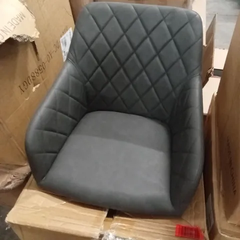BOXED SET OF 2 GREY FAUX LEATHER DINING CHAIRS 