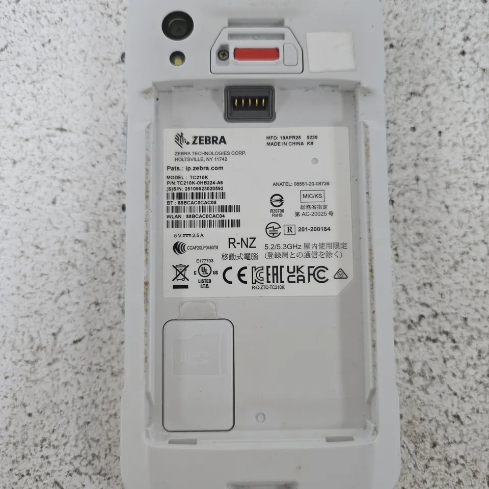 ZEBRA TC210K MOBILE COMPUTER – HANDHELD RUGGED DEVICE NO BATTERY