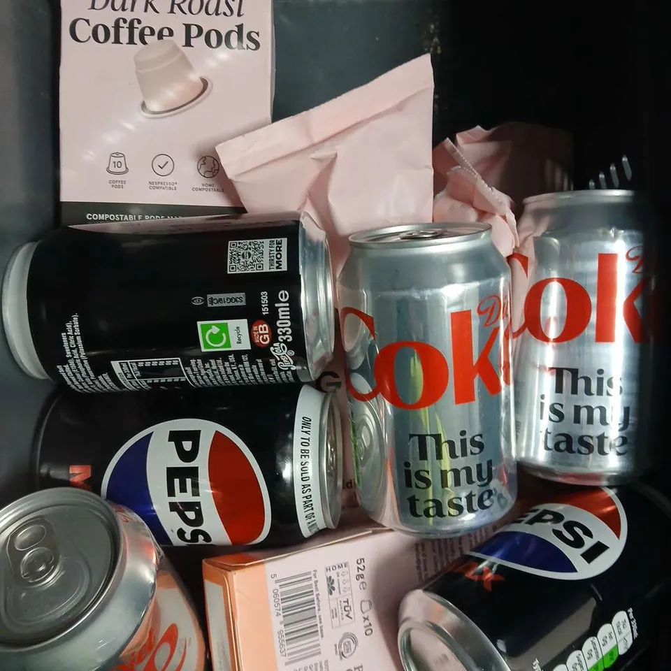 APPROXIMATELY 10 ASSORTED FOOD/DRINK PRODUCTS TO INCLUDE CHECKERS CUSTARD POWDER, GRIND COFFEE, PEPSI MAX ETC 