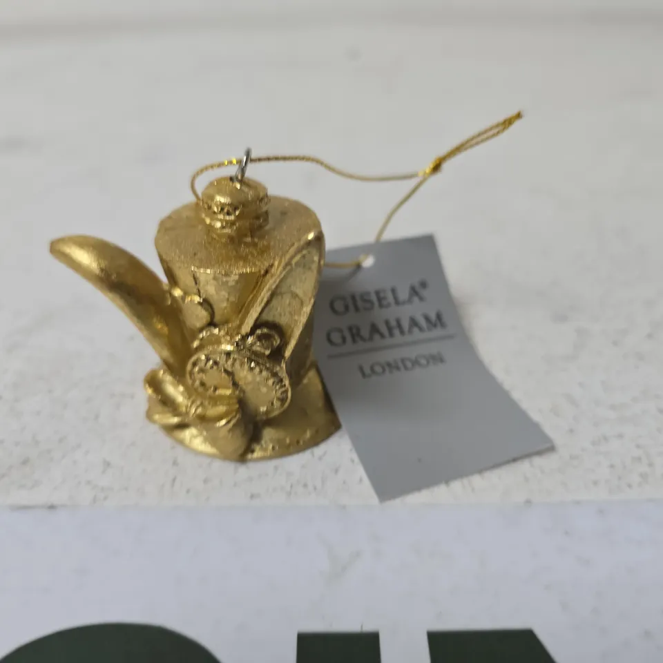 BOXED GISELA GRAHAM NOVELTY GOLD TEAPOT BAUBLE - APPROX 200 PER BOX