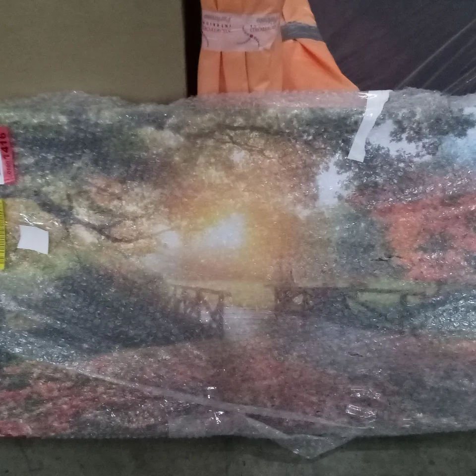 WOODLAND BRIDGE AUTUMN TRANQUILITY WRAPPED CANVAS