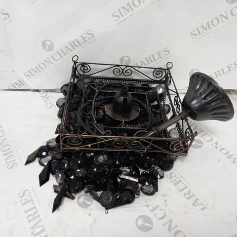 BOXED NAEVE LEUCHTEN VENEZIA DECORATIVE 1 LIGHT CRYSTAL PENDANT IN BLACK