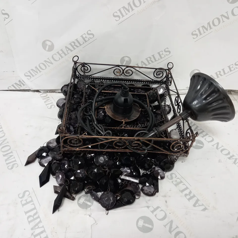 BOXED NAEVE LEUCHTEN VENEZIA DECORATIVE 1 LIGHT CRYSTAL PENDANT IN BLACK
