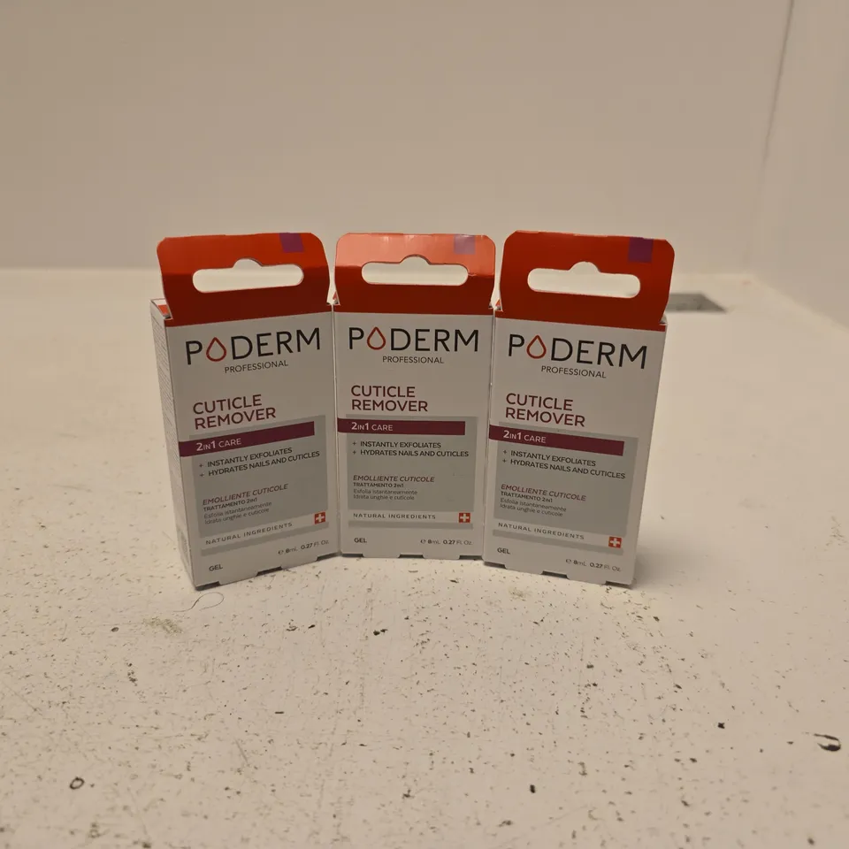 SET OF 3 PODERM CUTICLE REMOVER 2 IN 1 CARE 8ML