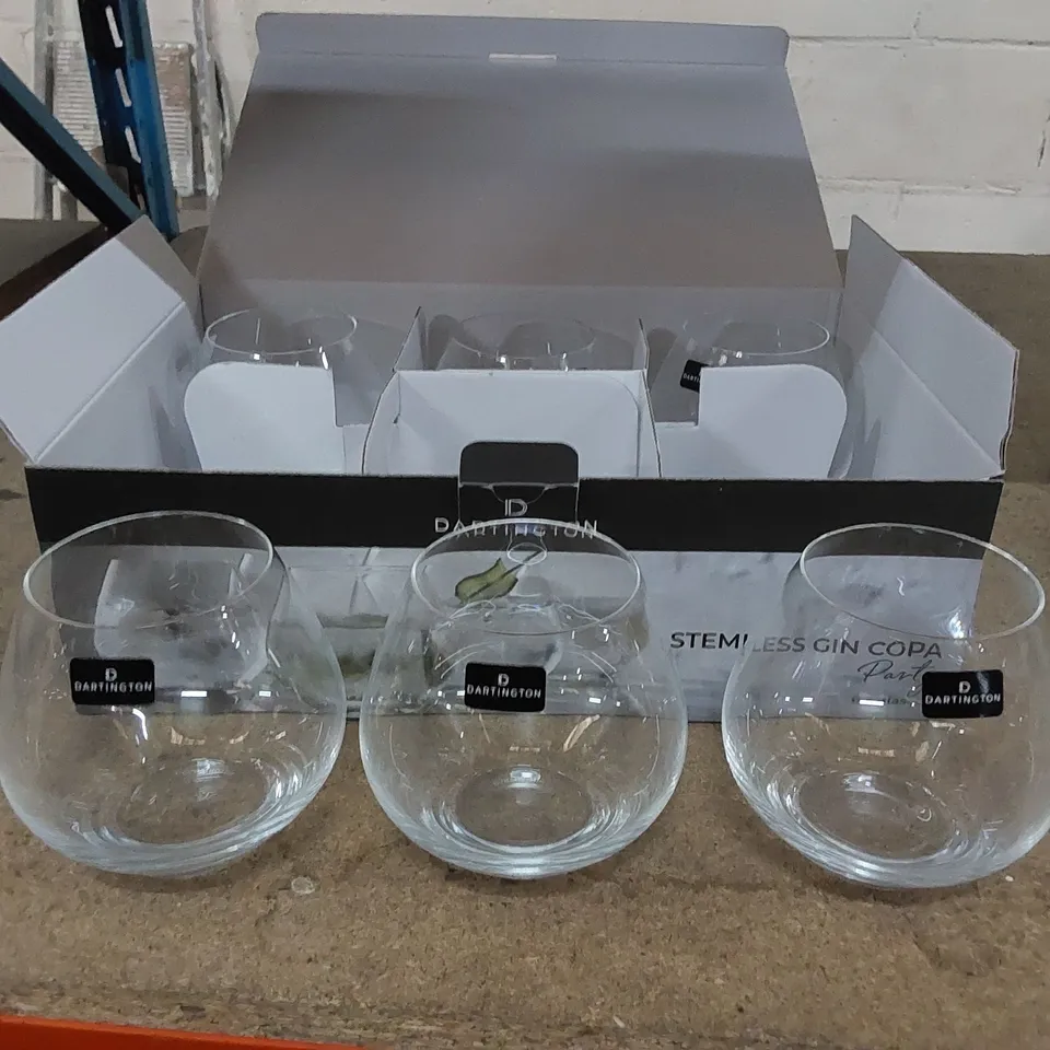 BOXED DARLINGTON CRYSTAL GIN PARTY 440ML GLASSES - SET OF 6