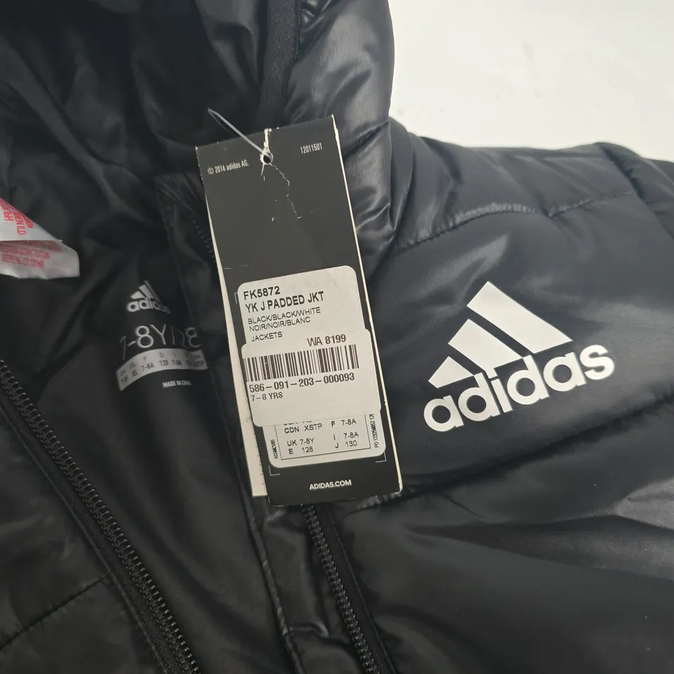 ADIDAS PADDED JACKET IN BLACK - UK 7/8 YRS
