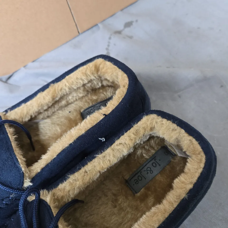 NAVY BLUE FUR-LINED SLIPPERS – UK 10 JO AND JOE