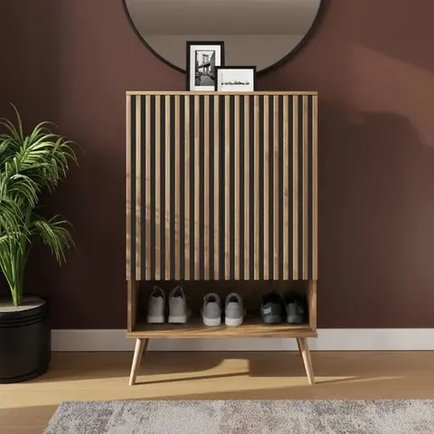 BOXED ROWAN SHOE CABINET - OAK (2 BOXES)