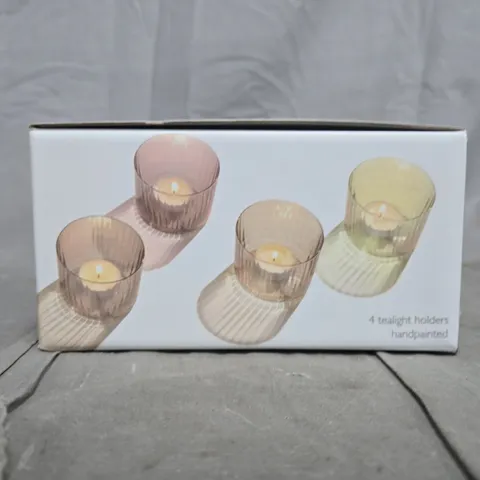 SET OF 4 HAND-PAINTED TEALIGHT HOLDERS