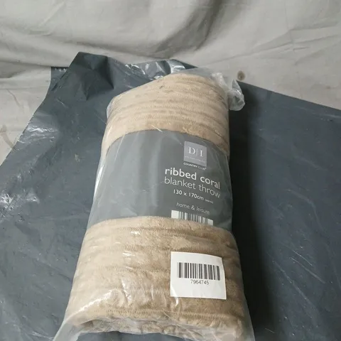 DESIGN INTERIORS RIBBED CORAL BLANKET THROW 130 X 170CM