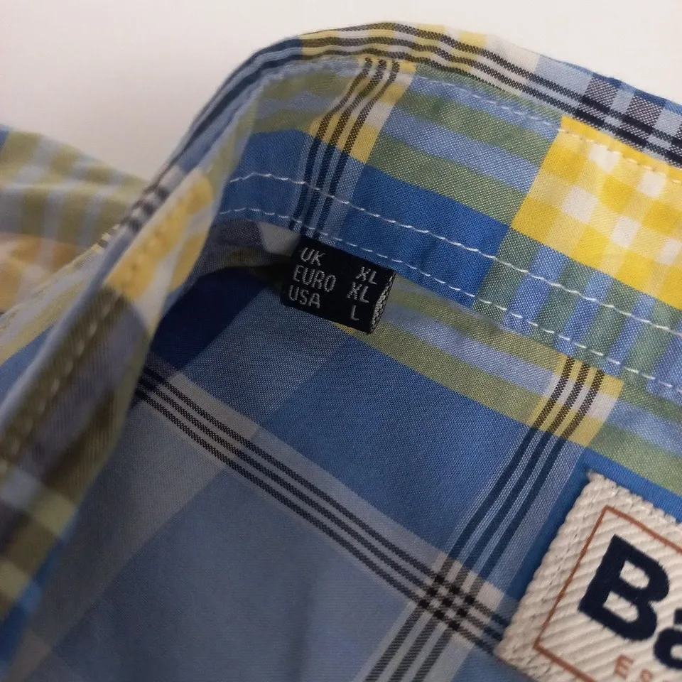 BARBOUR REGULAR FIT CHECKED SHIRT – BLUE PLAID SHORT SLEEVE, UK XL