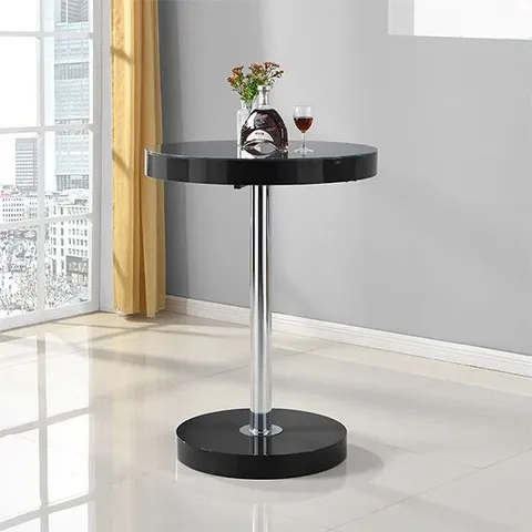 BRAND NEW BOXED HAVANA ROUND BAR TABLE IN BLACK HIGH GLOSS (3 BOXES)