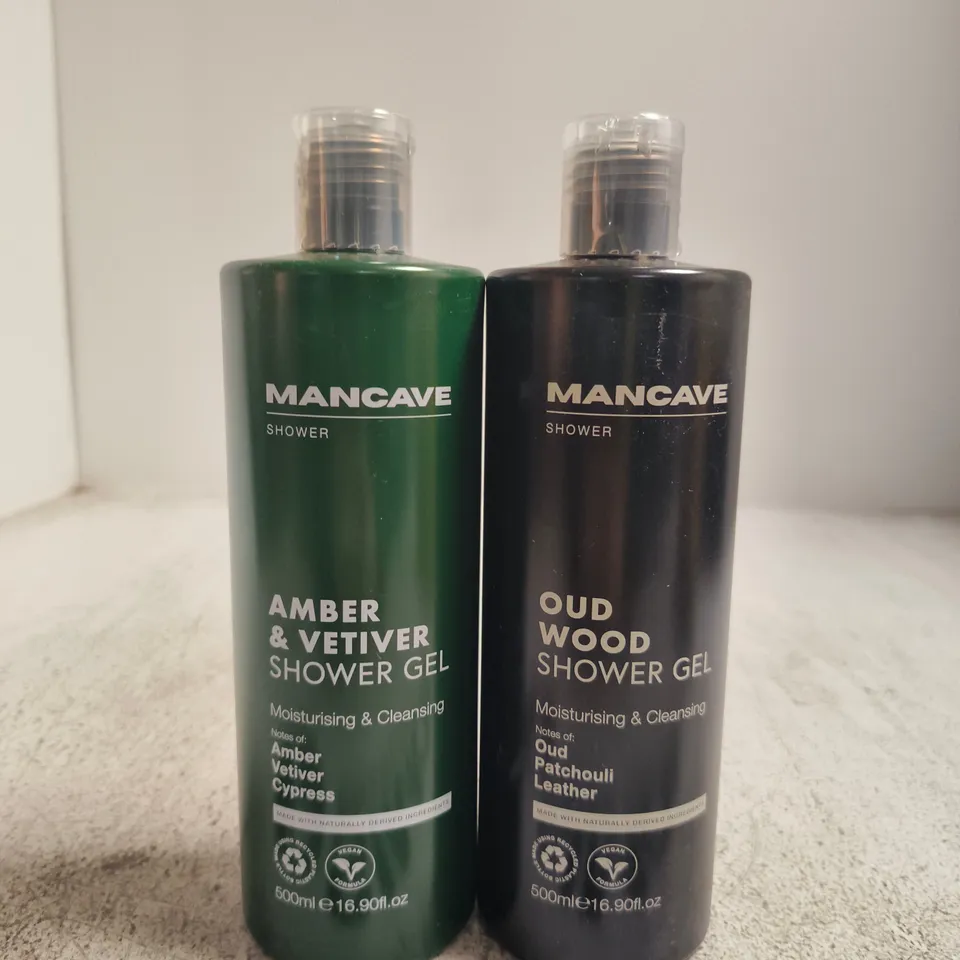 MANCAVE SHOWER GEL DUO – AMBER & VETIVER; OUD WOOD, 500ML EACH