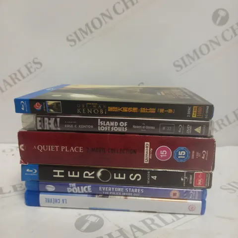 APPROXIMATELY 6 ASSORTED DVDS & BLU RAYS TO INCLUDE HEROS, OBI WAN KENOBI, A QUIET PLACE ETC